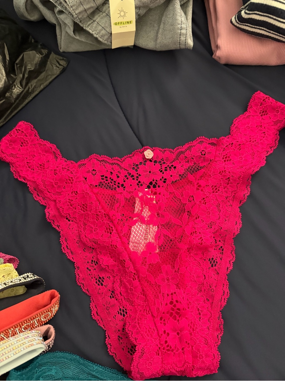 Victoria's Secret Hot Pink Lace Brazilian Panty dream angels